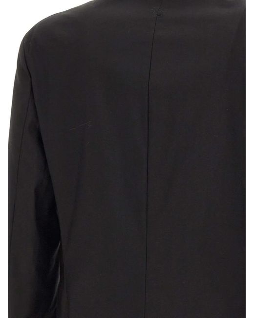Paolo Pecora Black Double-Breasted Flap Pocket Blazer for men