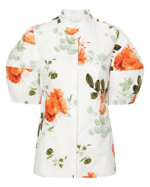 Erdem White Cavendish Hemd mit Blumen-Print