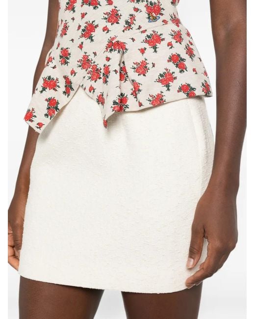 Alessandra Rich White Bouclé-Knit Mini Skirt