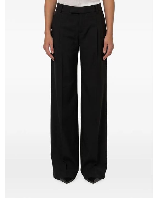 FEDERICA TOSI Black Pressed-Pleat Wide-Leg Trousers