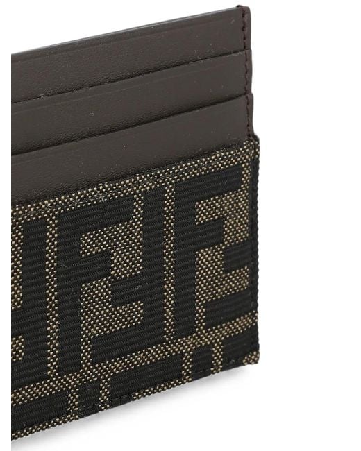 Fendi Black Ff Jacquard Card Holder for men