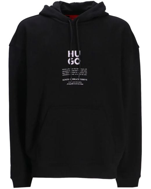 メンズ HUGO プリント パーカー Black