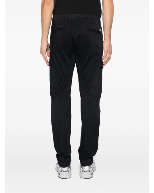 C P Company Black Logo Patch Cargo Trousers for men