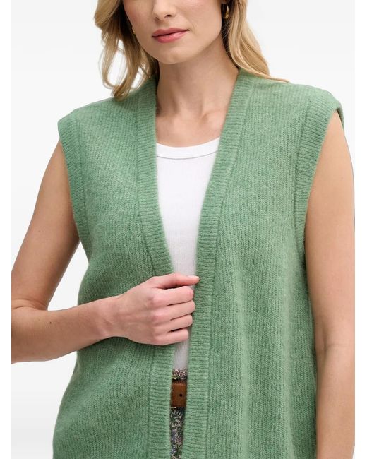 Mos Mosh Green Mmthora Ribbed-Trim Knit Vest