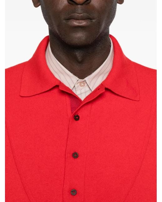 Jacquemus Red Polo-Neck Buttoned Sweater for men
