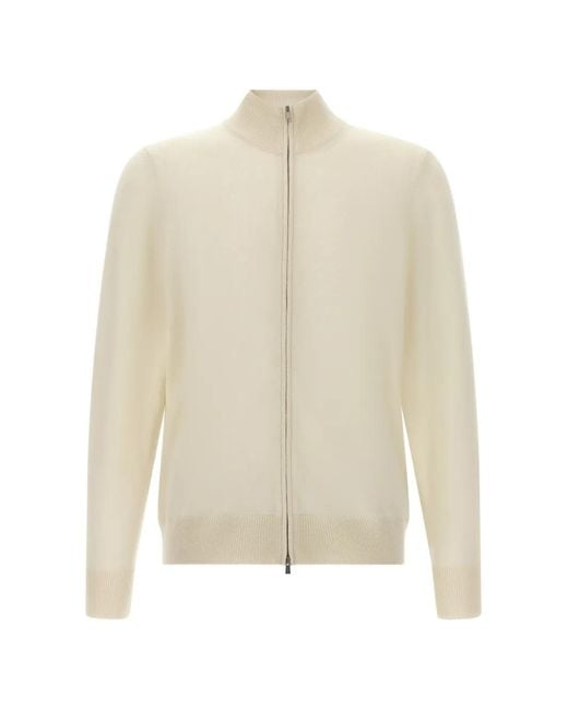 Boss White H-Balonso Zip-Up Virgin-Wool Cardigan for men