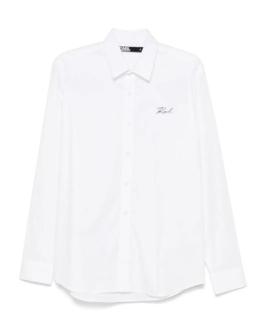 Karl Lagerfeld White Logo-Print Shirt for men