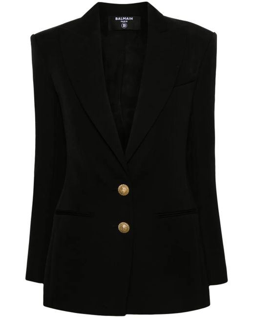 Balmain Blazer Met Enkele Rij Knopen in het Black