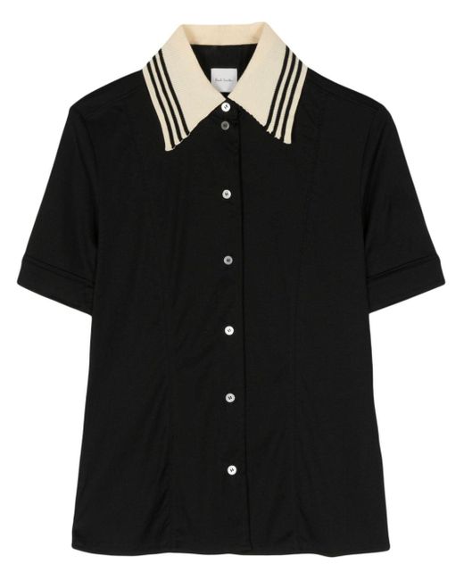 Paul Smith Black Contrasting-collar Short-sleeve Shirt