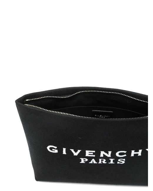 Logo-lettering clutch bag Givenchy de color Black
