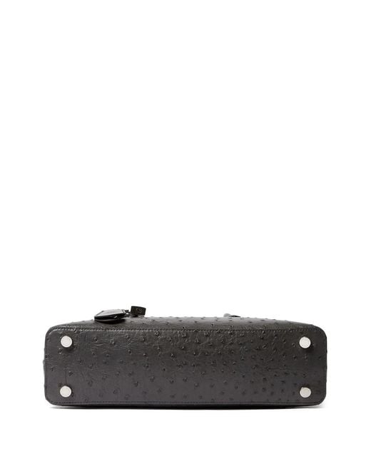 Stella McCartney Black Ryder Ostrich-Effect Padlock Shoulder Bag