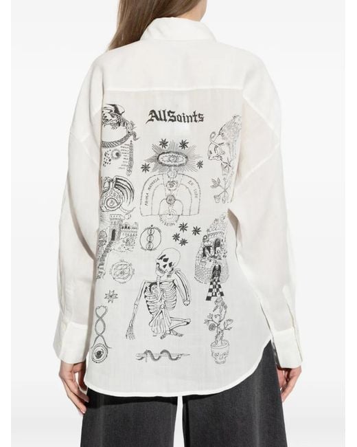 AllSaints White Sparrow Printed Shirt