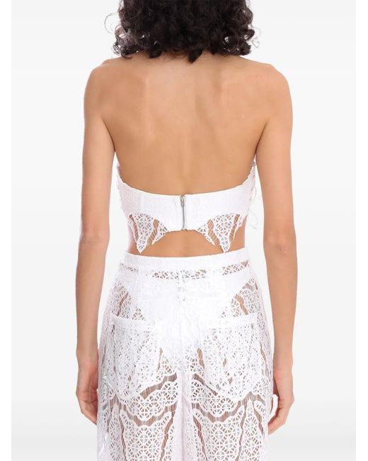 Amir Slama White X Jade Picon Lace-Detail Top