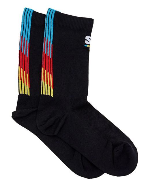 Salomon Blue Pulse Race Flag Stripe-Detail Ankle Socks for men