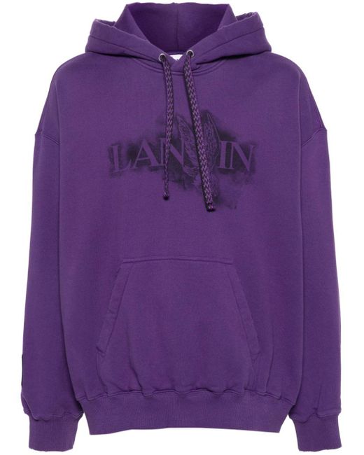 Lanvin Purple X Future Logo-Print Cotton Hoodie for men