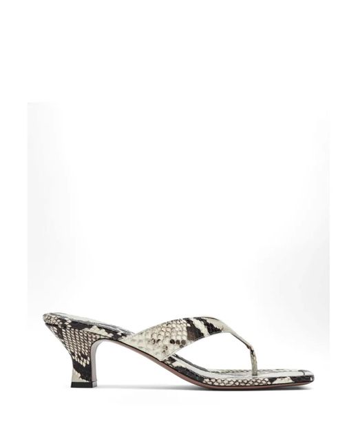 Paris Texas White Portofino Snakeskin-Effect Sandals