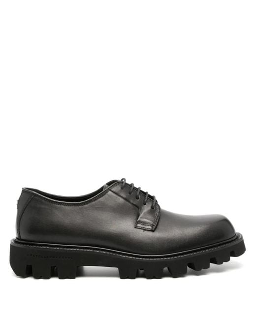 Fratelli Rossetti Black Logo-Plaque Leather Derby Shoes for men