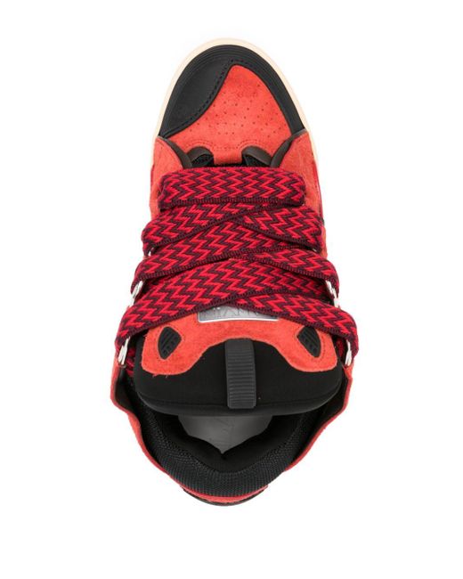 Sneakers curb in camoscio e mesh di Lanvin in Red da Uomo