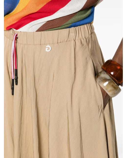 Carla G Natural Drawstring-Waist Flared Skirt