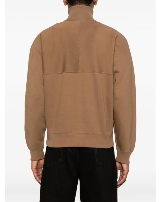 Jil Sander Brown Quarter-Zip Sweatshirt for men