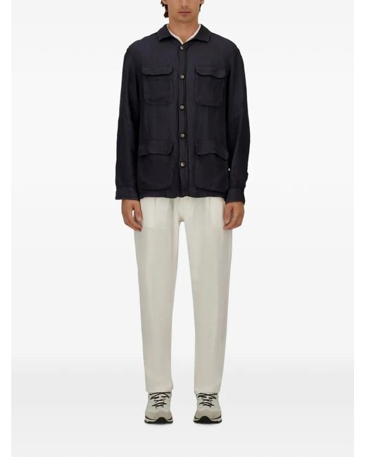 Herno Blue Linen Field Jacket for men