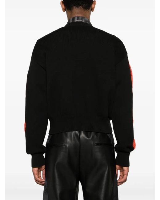 Givenchy Black Flame-Intarsia Logo-Embroidered Cardigan for men