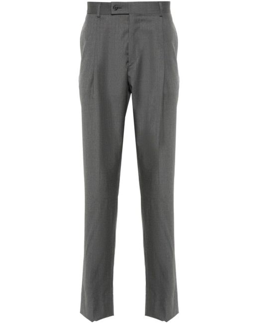 Caruso Gray Pleat-detail Wool Trousers for men