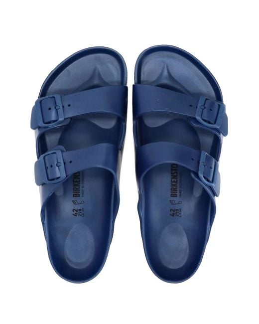 Birkenstock Blue Arizona Buckle-Detail Slides for men