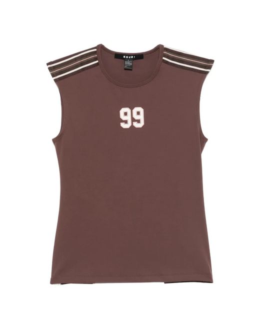 Ksubi Brown Crew Neck Open-Back Top