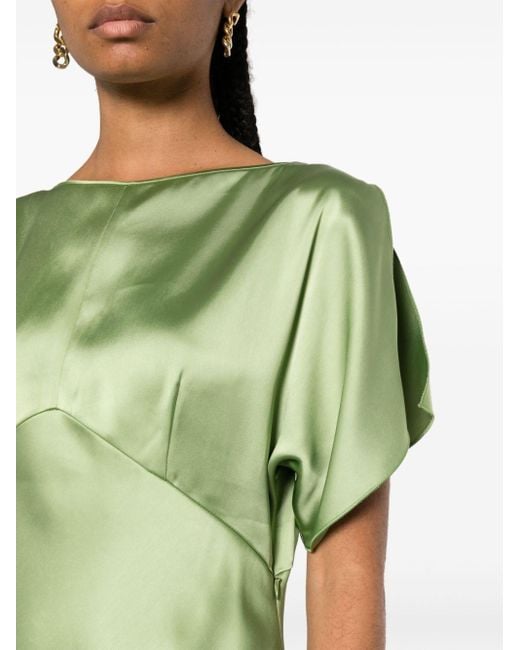 N°21 Green Slit-sleeve Satin Dress
