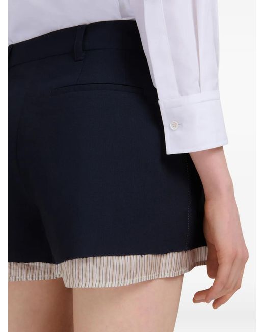 Marni Blue Layered Pleated Shorts