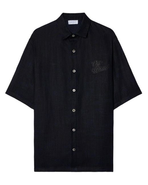 Off-White c/o Virgil Abloh Black Logo-appliqué Bowling Shirt for men