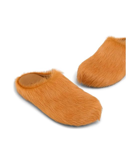 Marni Brown Long Hair Fussbett Sabot (Pumpkin) for men