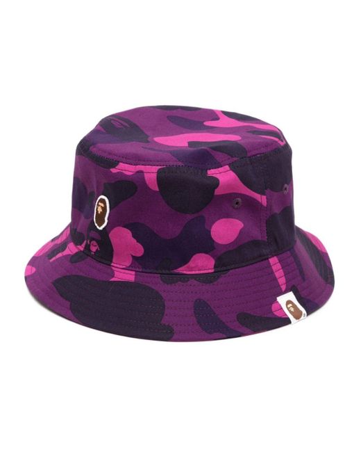 A Bathing Ape Purple Logo-appliqué Cotton Bucket Hat for men