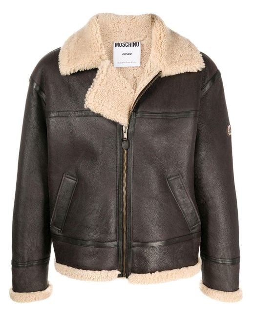 Moschino Brown X Palace Hug Me Shearling-Pilotenjacke