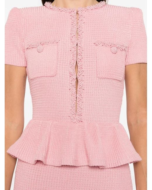 Self-Portrait Pink Peplum Midi Dress