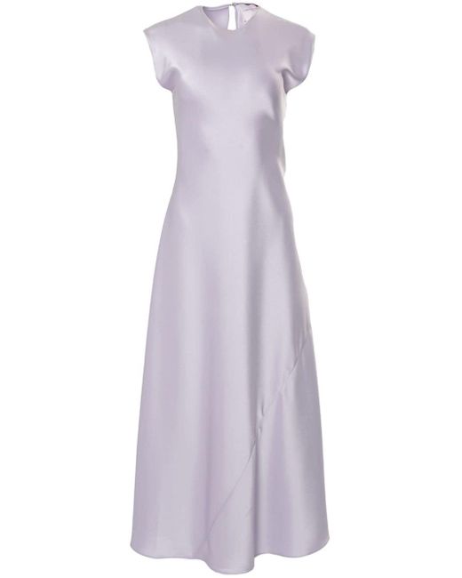Carolina Herrera Purple Cap-sleeve Satin Dress