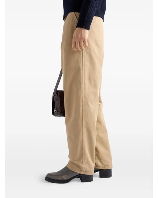 Prada Natural Cotton Gabardine Flat-Front Pants for men