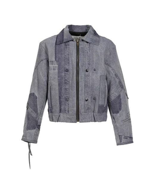 UNDER THE SIGN Blue Patchwork Wax-Coated Jacket for men