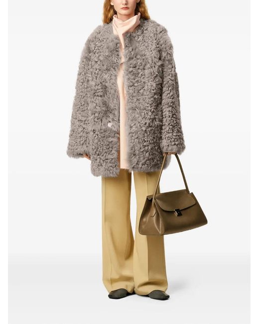 AMI Gray Shearling Short Coat