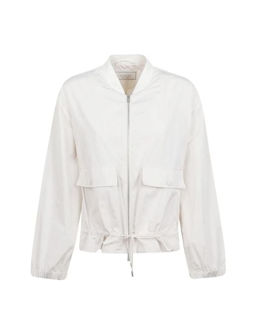Peserico White Drawstring-Hem Zip-Up Jacket