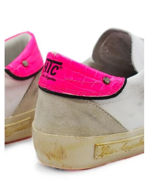 HTC White Distressed-Finish Vipers Sneakers