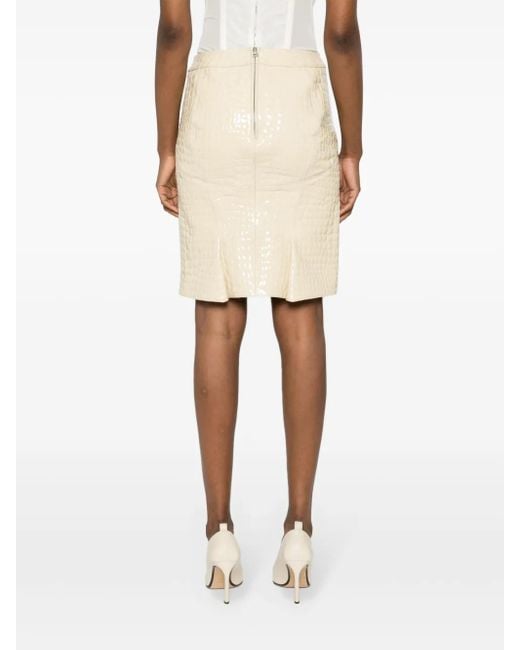 Tom Ford Natural Patent Crocodile-Embossed Mini Skirt