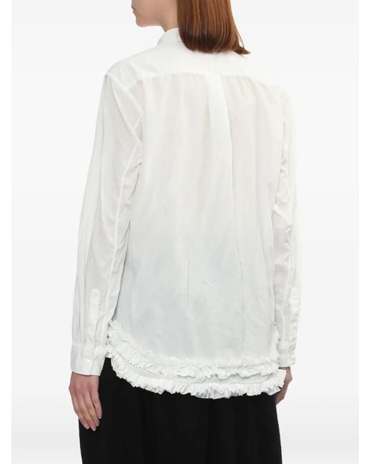 COMME DES GARÇON BLACK White Ruffled Collared Shirt