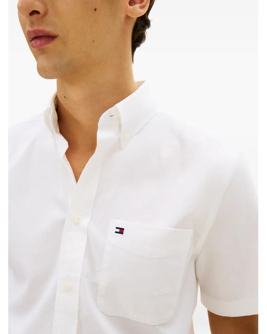 Tommy Hilfiger White Chemise En Coton À Manches Courtes for men