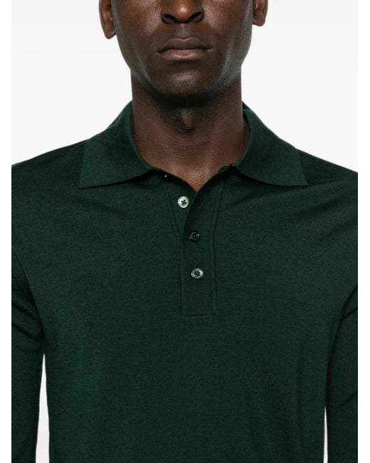 Paolo Pecora Green Long-Sleeve Polo Shirt for men