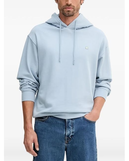 Benetton Blue Drawstring Logo Hoodie for men