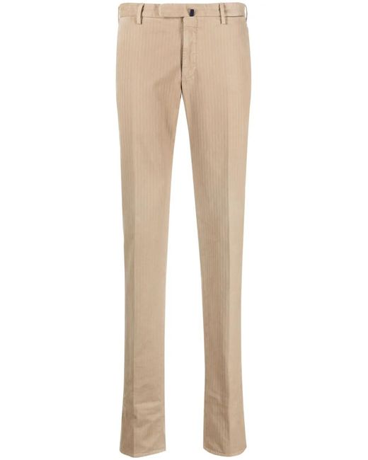 Incotex Natural Herringbone Stretch-Cotton Tailored Trousers for men