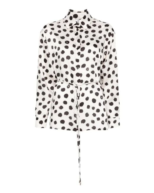 Liu Jo White Gürtel-Hemd Mit Polka Dots