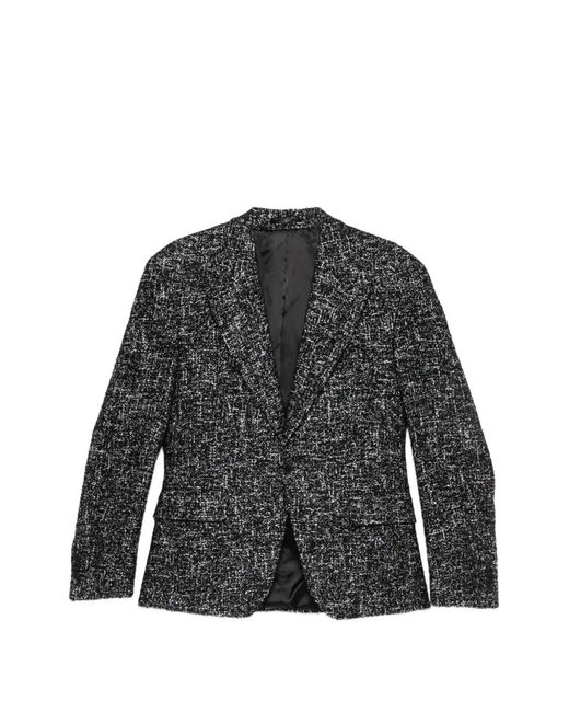 Karl Lagerfeld Gray Glitter-Effect Tweed Blazer for men
